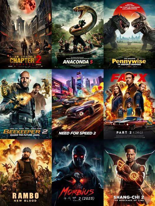 The showcases a stunning lineup of upcoming 2025 blockbusters, each packed with heart-pounding action, spine-chilling horror, and jaw-dropping visuals
