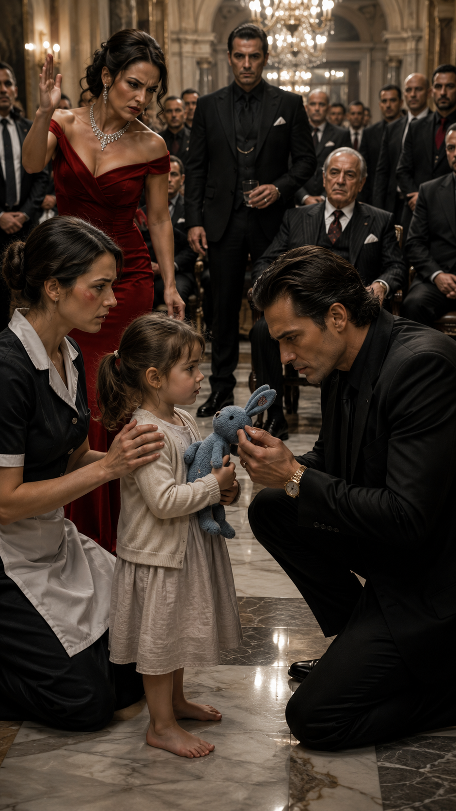 The Mafia Boss Was About to Punish His Fiancée for Striking My Daughter — Then He Touched Her Stuffed Rabbit and Found the Traitor at His Own Table
